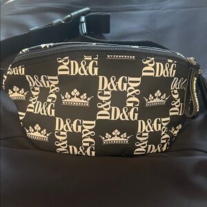 D&G Monogram Black and Cream Belt Bag